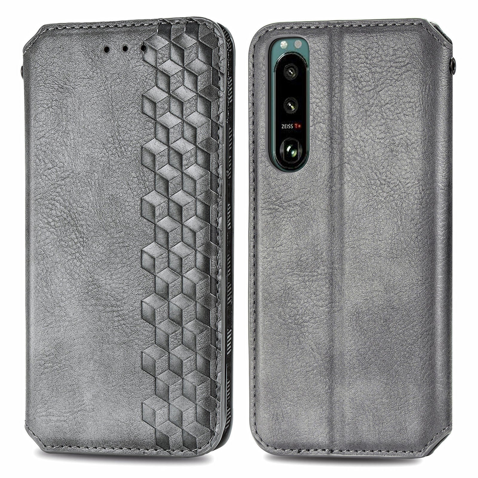 Magnetic Closure Protective Phone Cover For Sony Xperia 5 IV 5G Drop-proof Rhombus Imprinted PU Leather Phone Case Wallet with Foldable Stand Magnetic Closure Protective Phone Cover For Sony Xperia 5 IV 5G Drop-proof Rhombus Imprinted PU Leather Phone Case Wallet with Foldable Stand
